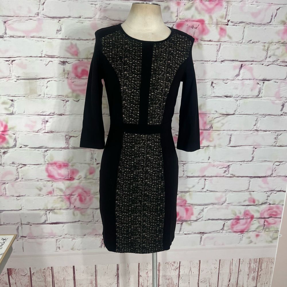 Saylor 3/4 sleeve color block sheath dress size 6
